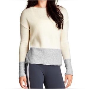 ATHLETA Wool Brindle Border Pullover Sweater Women’s Size Medium